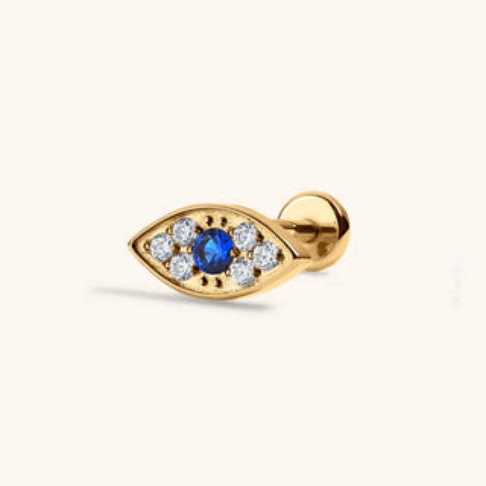 Evil Eye Push Pin Flat Back Earring